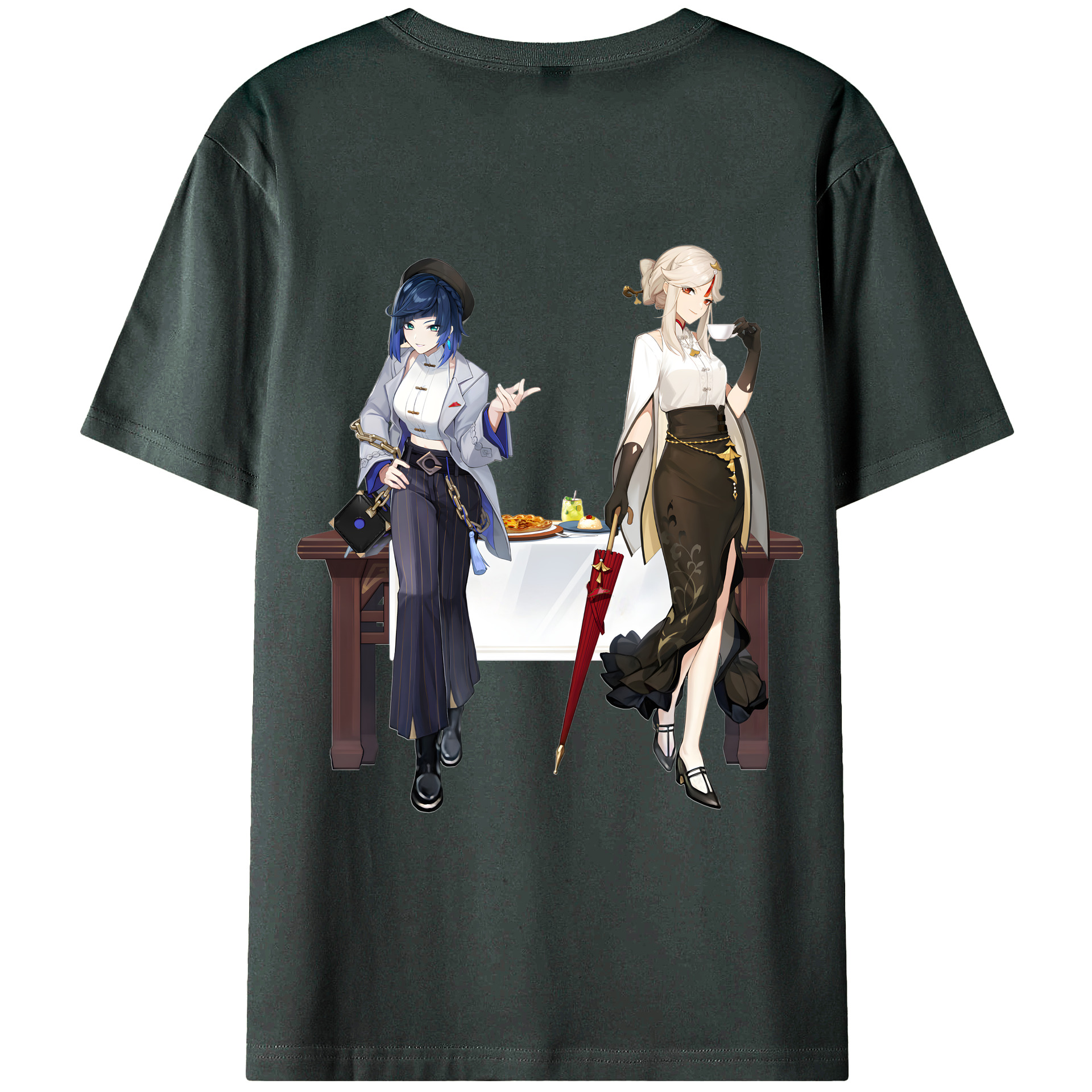 げんし神 夜兰 やらん genshin Yaran 綿100％ メンズ半袖Tシャツ（バックプリント） 通気性